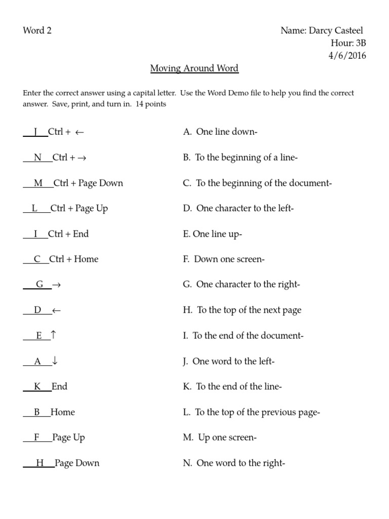 Word 2 Moving Around Word | PDF