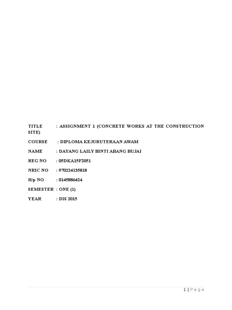 Assignment Civil Eng. Materials 1 | PDF