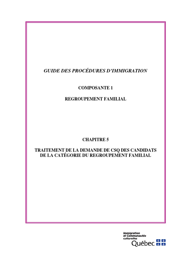 Traitement des demandes de CSQ Québec | PDF | Québec | Immigration