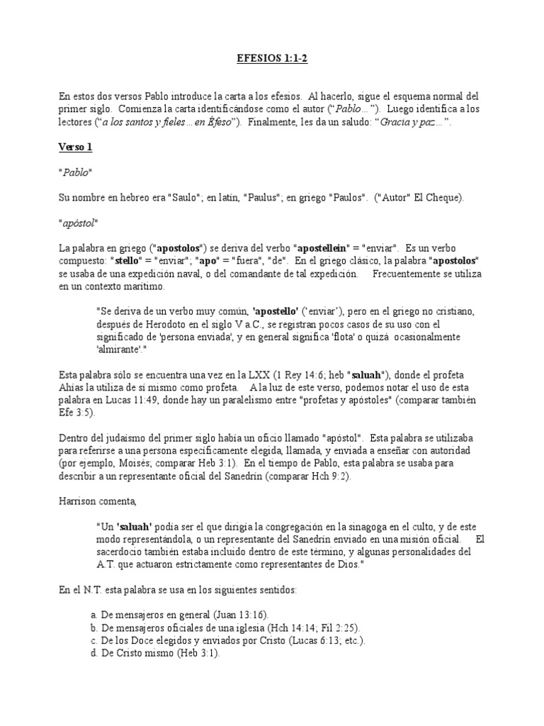 Efesios 1 Pdf Cristo Titulo Pablo El Apostol
