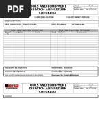 Tools and Equipment Dispatch and Return Checklist