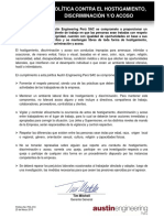 POL-AE-010 Politica Contra El Hostigamiento, Discriminacion y Acoso 2015