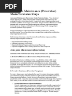 Download Jenis-jenis Maintenance Perawatan MesinPeralatan Kerja  by Herdy Ssos SN307267706 doc pdf