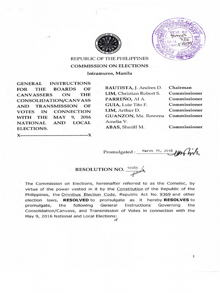 Comelec Resolution 10083 PDF