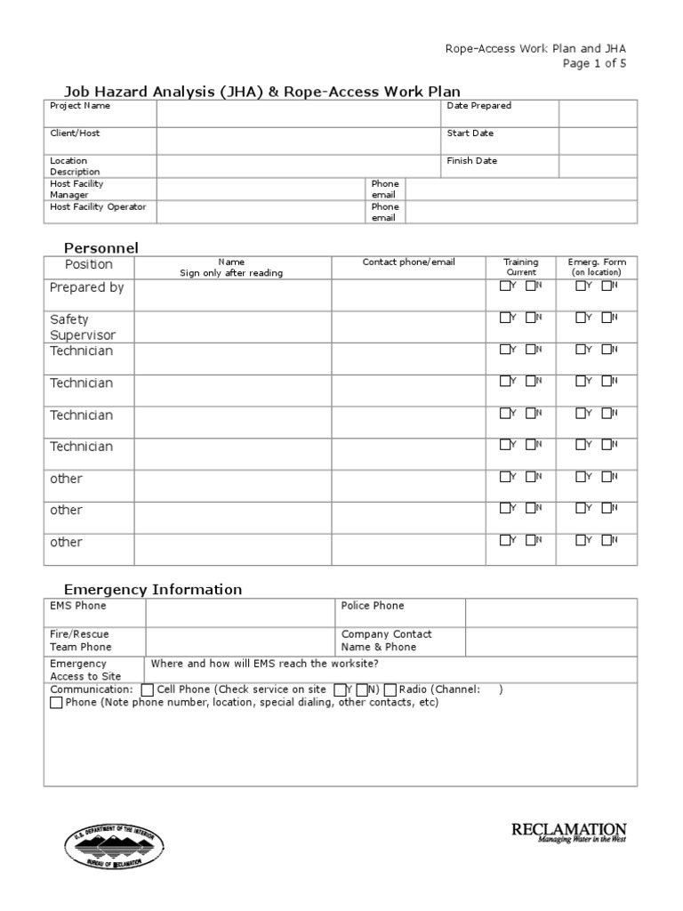 Rope Access JHA and Work Plan | PDF | Personal Protective Equipment ...