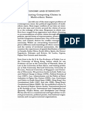 Yash Ghai-Autonomy and Ethnicity Negotiating Competing Claims in  Multi-Ethnic States (2000) | PDF | Federalism | Federation