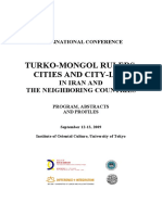 Turko Mongol Rulers Cities Program Abstracts Profiles