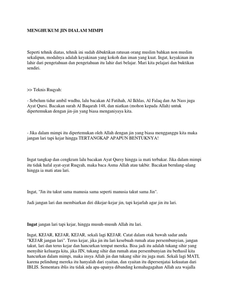 Menghukum Jin Dalam Mimpi