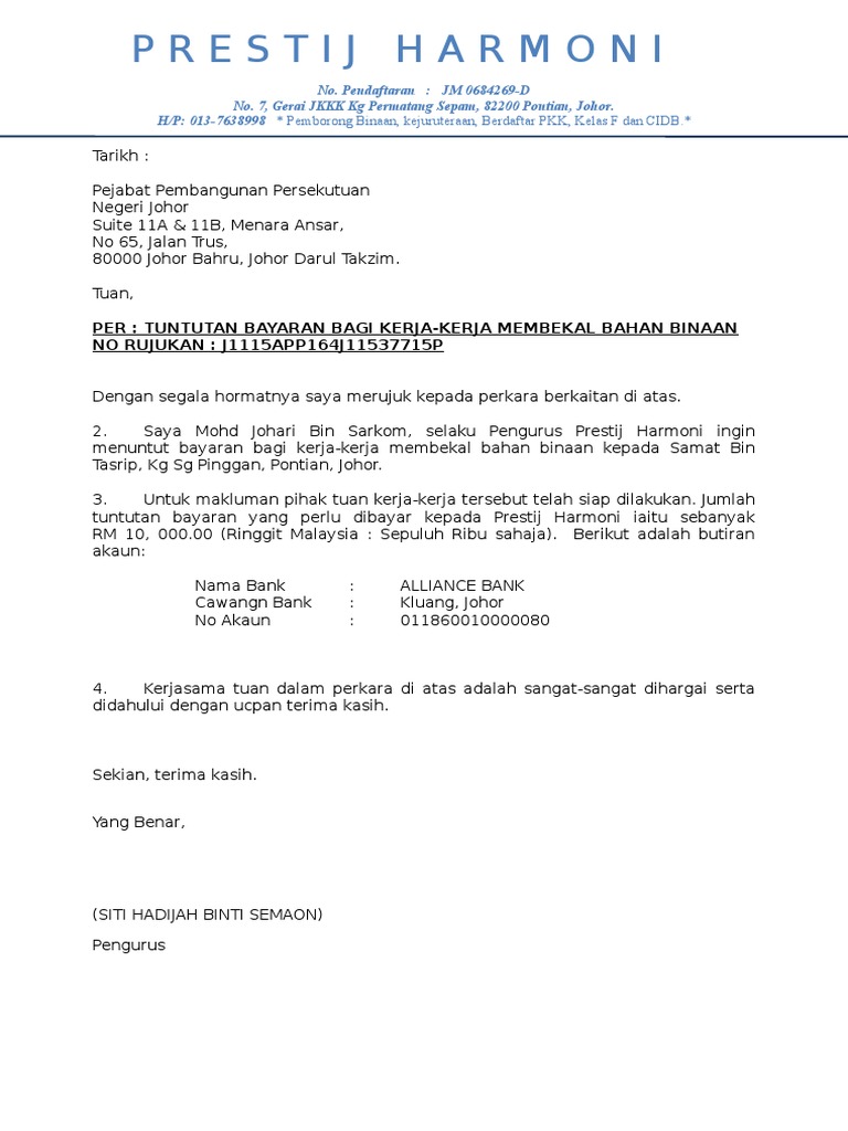 Surat Minta Pelajar Bayar