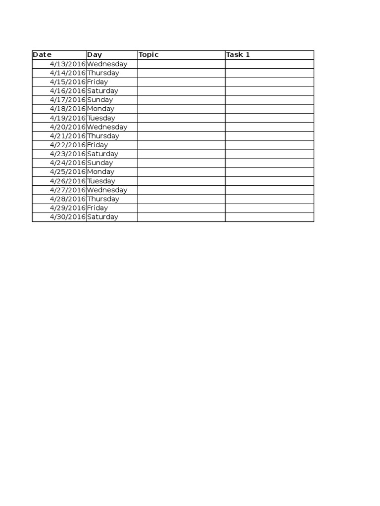 Weekly Task Schedule Overview | PDF | Foreign Language Studies