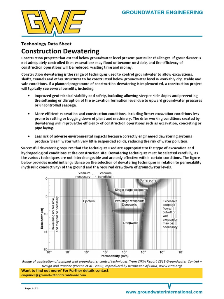 Construction Dewatering Techniques Guide | PDF