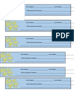 Sound of Music Trivia Answer Slips