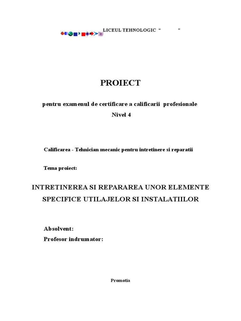 Proiect Competente Profesionale Nivel 4 | PDF