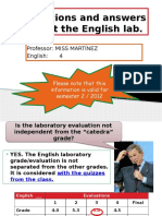 Questions and Answers About The English Lab.: Professor: MISS MARTÍNEZ English: 4