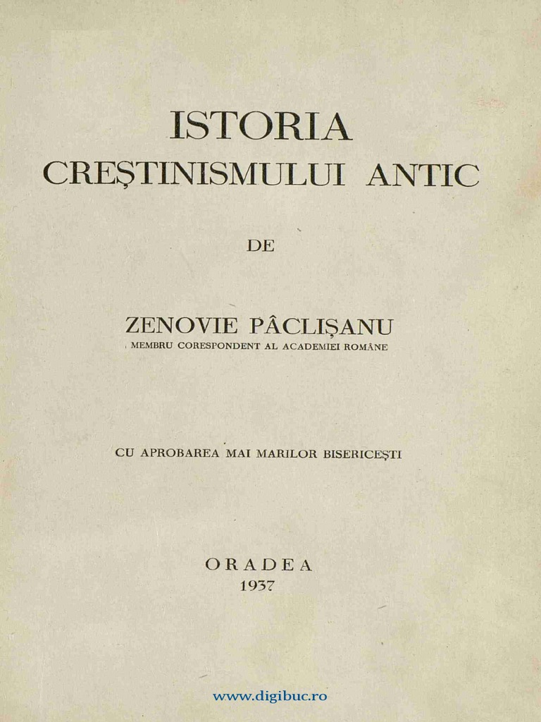 Paclisanu Zenovie Istoria Crestinismului Antic