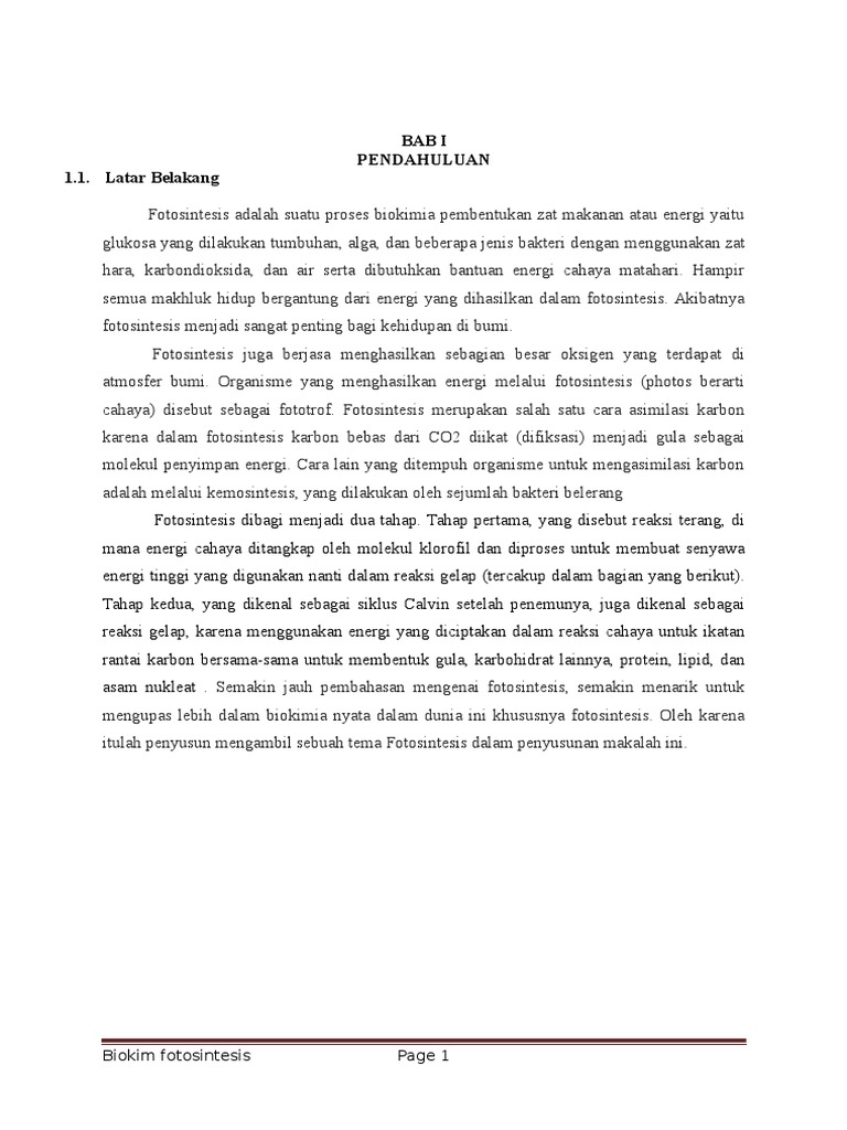 Makalah Fotosintesis