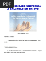 A Necessidade Universal a Salvação Em Cristo