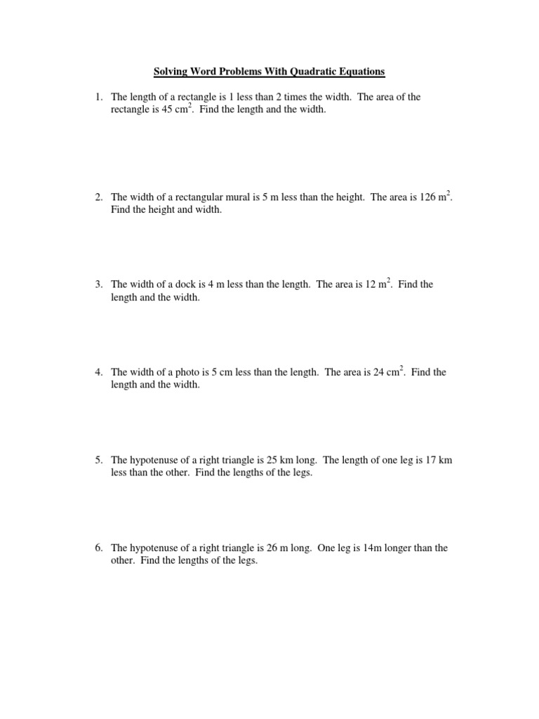 Quadratic Word Problem Solutions | PDF | Foreign Language Studies ...