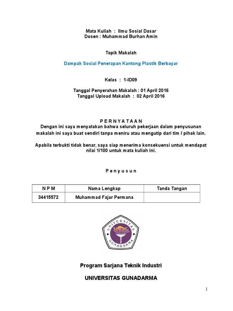  Analisis SWOT tentang dampak kantong plastik berbayar