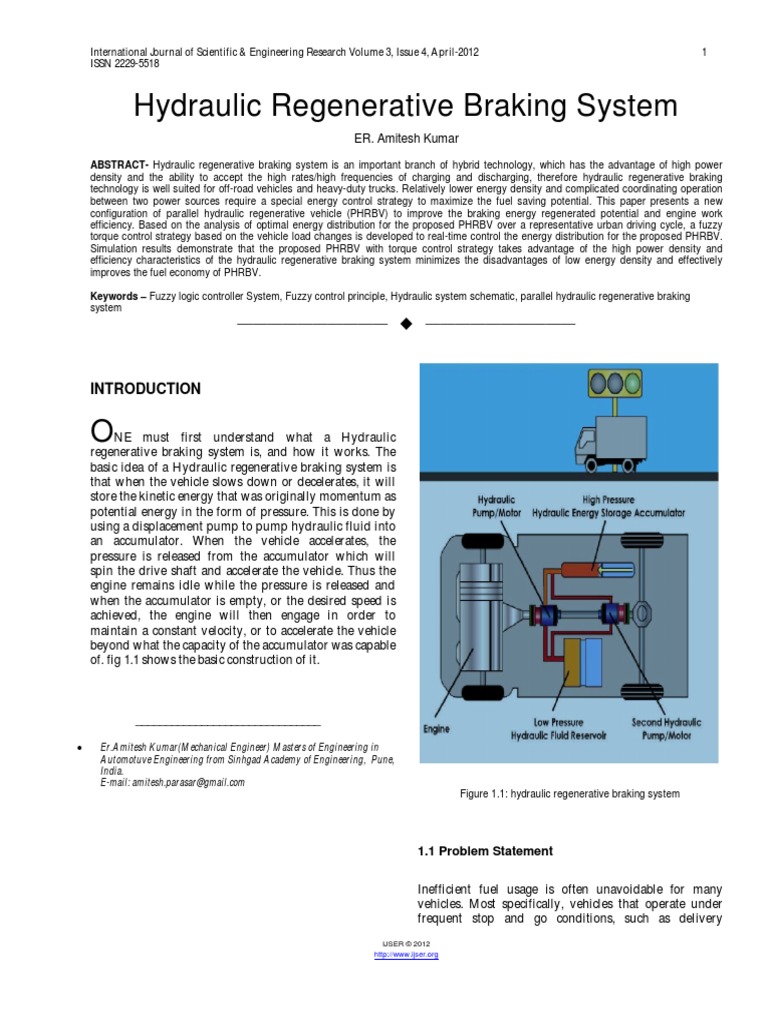 Hydraulic Regenerative Braking System PDF Brake Hybrid Vehicle
