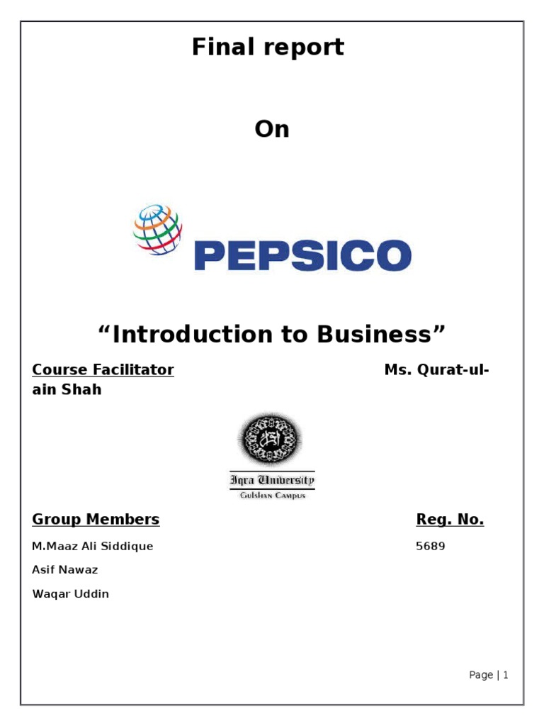 PepsiCo Business Course Report | PDF | Pepsi Co | Behavior