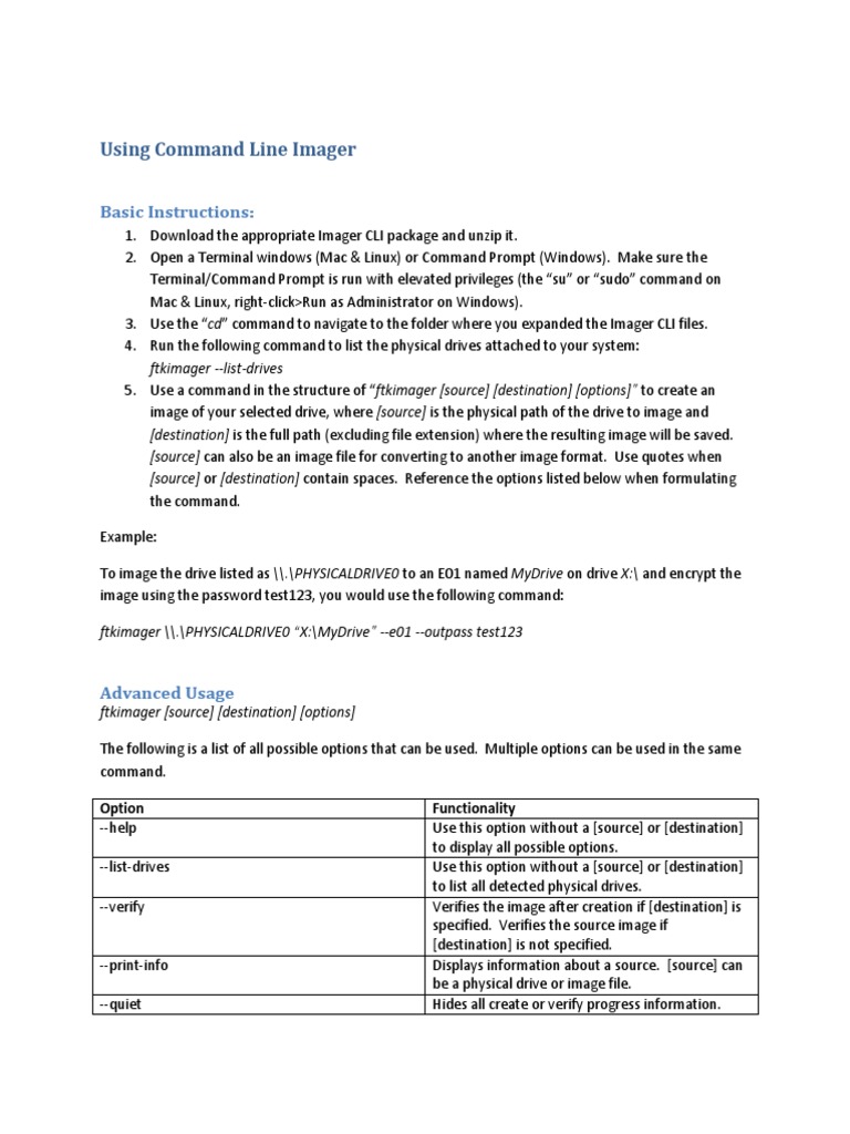 FTK Imager CLI Command Guide | PDF | Command Line Interface | Computer File