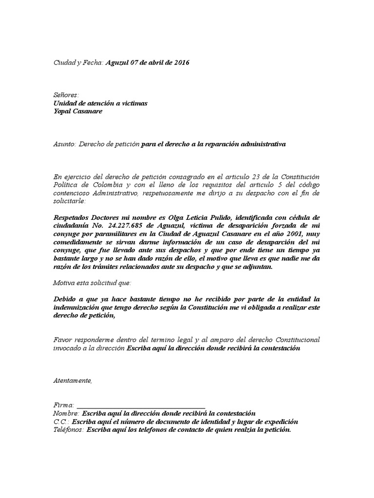 Cómo Se Redacta Un Derecho De Petición