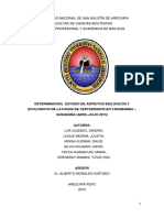 Determinación, Estudio de Aspectos Biológicos y Ecológicos de La Fauna de Vertebrados en Yarabamba - Quequeña (Abril-Julio 2015)