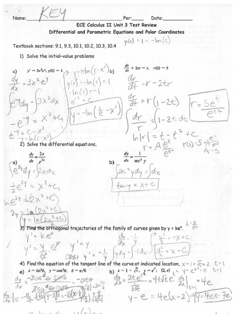 Unit 3 Test Review Packet Answer Key | PDF