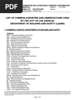 List of Common Acronyms and Abbreviations Used by the City of Los Angeles Department of Building and Safety (Ladbs) Ib p Gi2014 023