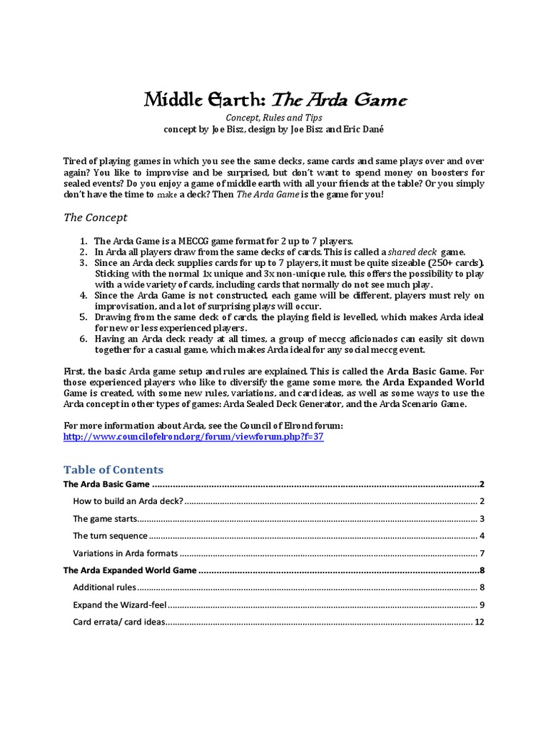 The Arda Game: Rules and Setup Guide | PDF | Dwarf (Middle Earth ...
