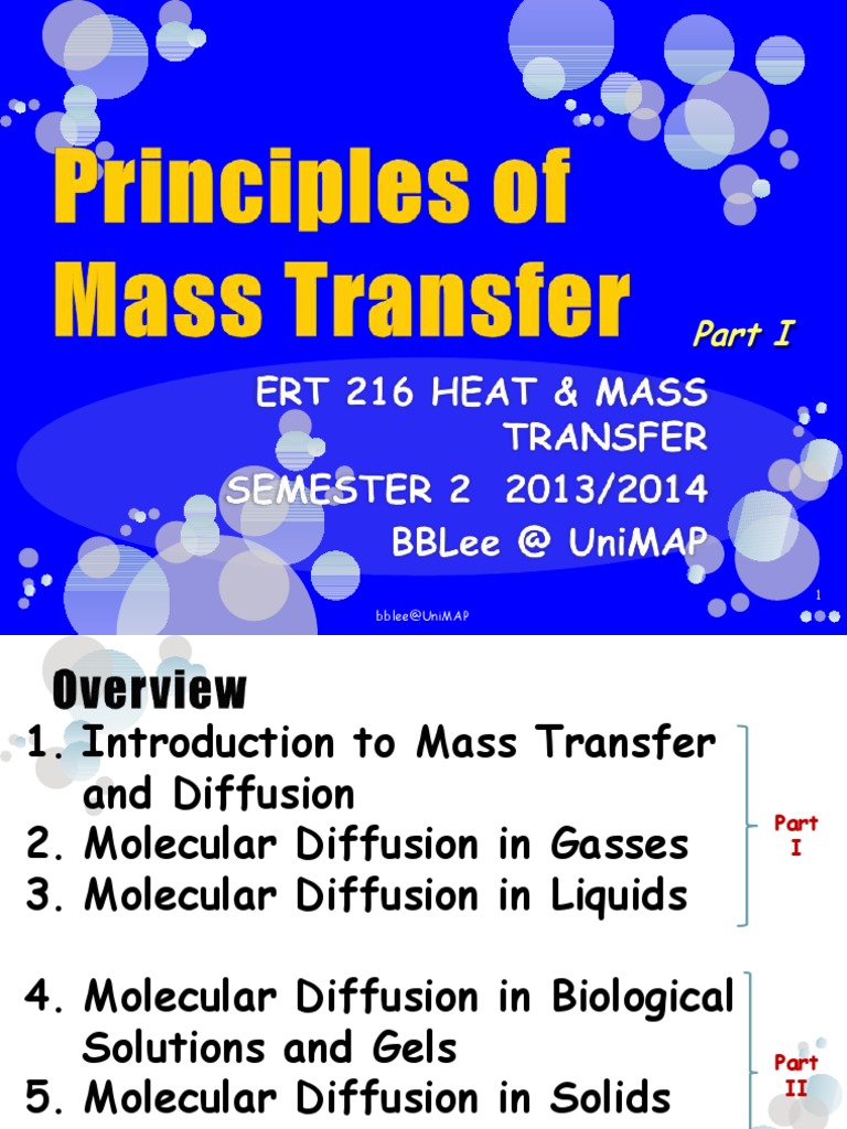1. Principle of Mass Transfer P1 Diffusion Mass Transfer