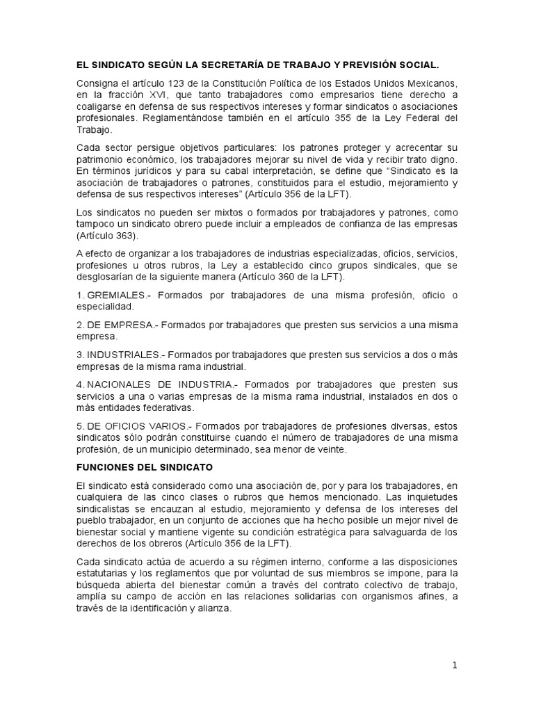 Contrato Colectivo De Trabajo Segun La Ley Federal Del