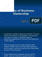 Forms of Business Ownership - Unit 5
