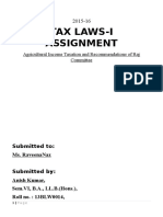 Tax Laws-I Assignment: Agricultural Income Taxation and Recommendations of Raj Committee