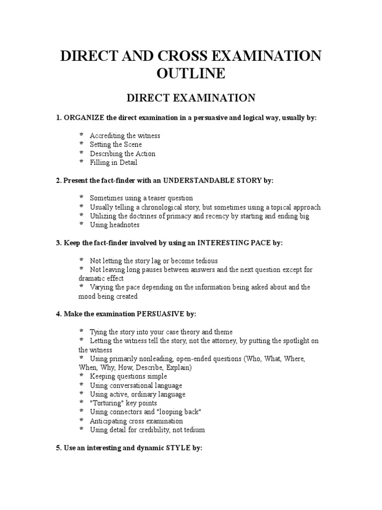 Examples Of Cross Examination Questions
