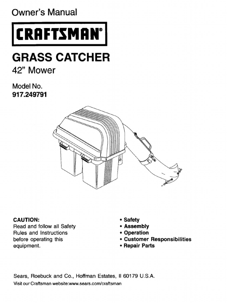 Craftsman LT2000 Bagger Installation Manual | PDF | Mower | Tractor