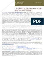 CFP - 20th and 21st Century French and Francophone Literature and Thought