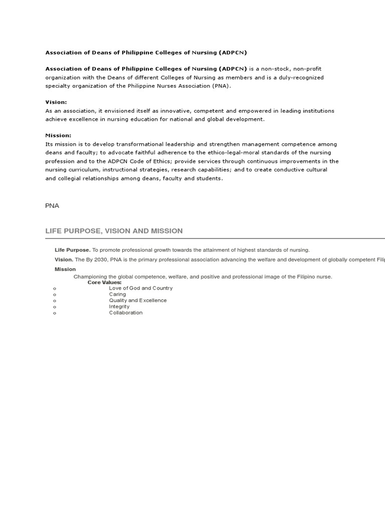 ADPCN: Vision and Mission Overview | PDF