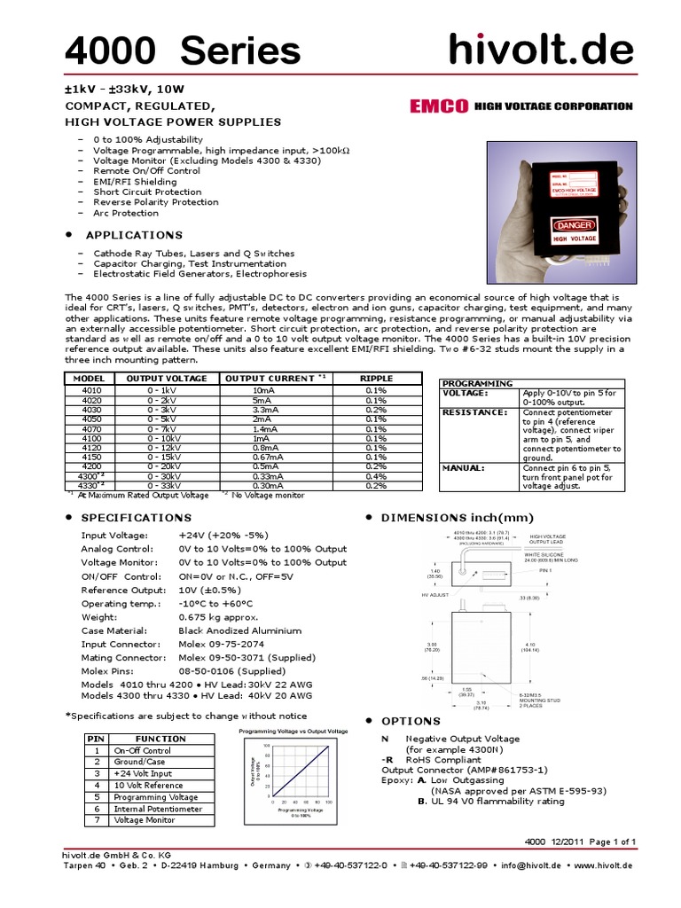 High Voltage Power Supply Overview | PDF