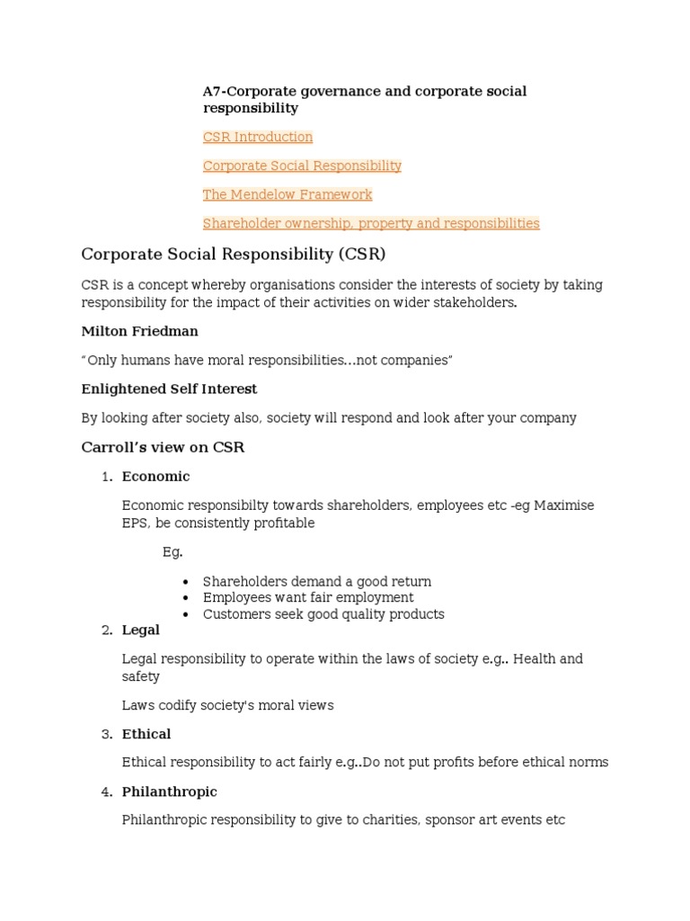 A7-Corporate Governance and Corporate Social Responsibility | PDF ...