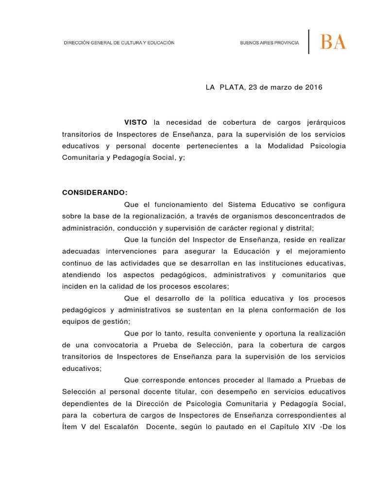 Convocatoria a Inspectores de Enseñanza | PDF | Maestros | Pedagogía