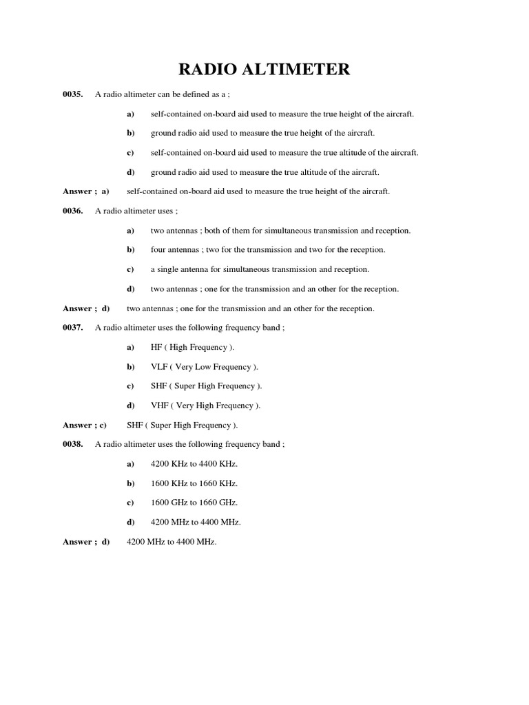 Radio Altimeter PDF Radio Altimeter