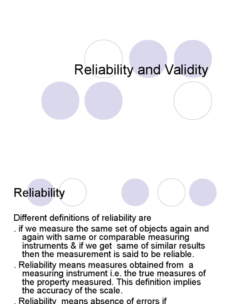 Reliability and Validity | PDF | Validity (Statistics) | Applied Psychology