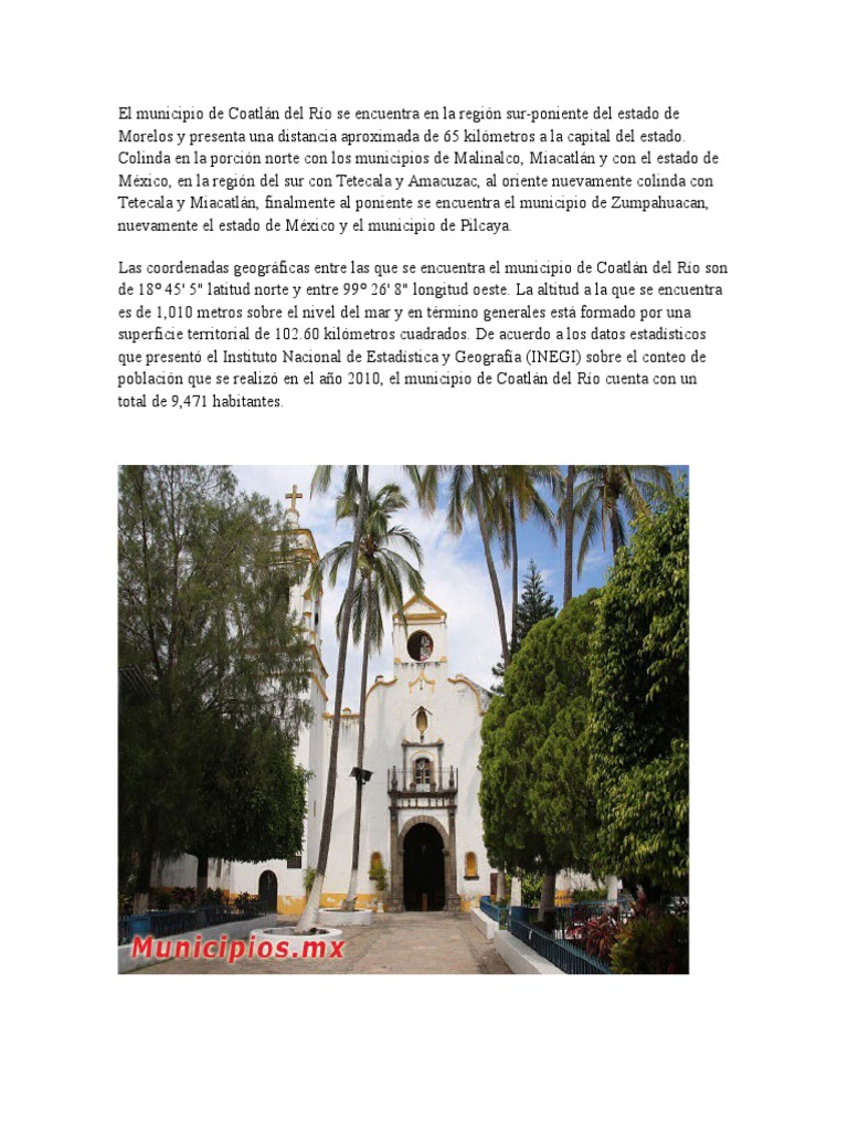 El Municipio de Coatlán Del Río Se Encuentra en La Región Sur ...