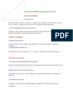 Mathematics Class 12 Syllabus For Session 2016-2017: Unit I: Relations and Functions