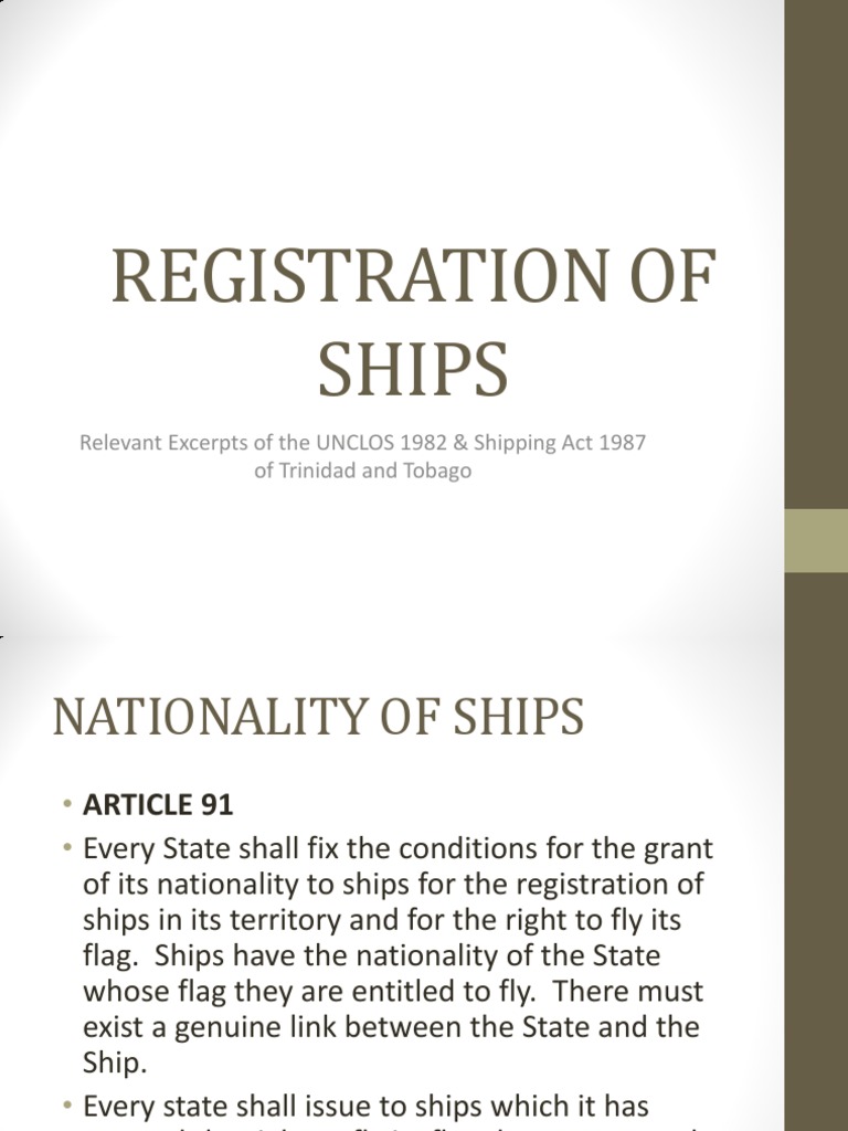 Registration of Ships | PDF | Domain Name Registrar | Admiralty Law