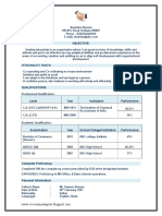 Chartered Accountant (CA) Articleship Resume Sample