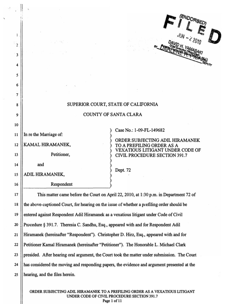 VL Order Judge Michael Clark Santa Clara County Superior Court In