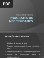 Elaboração de Projetos. Programa de Necessidades APRESENTAÇÃO